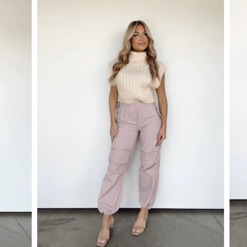 New Dusty pink parachute pants